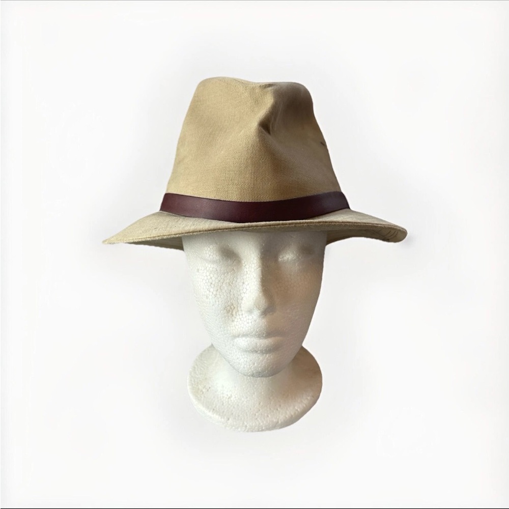 Vintage Eddie Bauer Khaki Fedora Indiana Jones Hat Men's Small Some Flaws